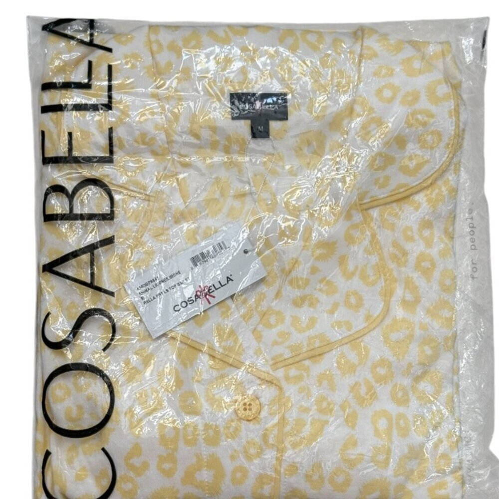 Cosabella  Bella Women's Long Sleeve Top & Boxer short Pajamas Set Yellow NWT - Picture 4 of 6